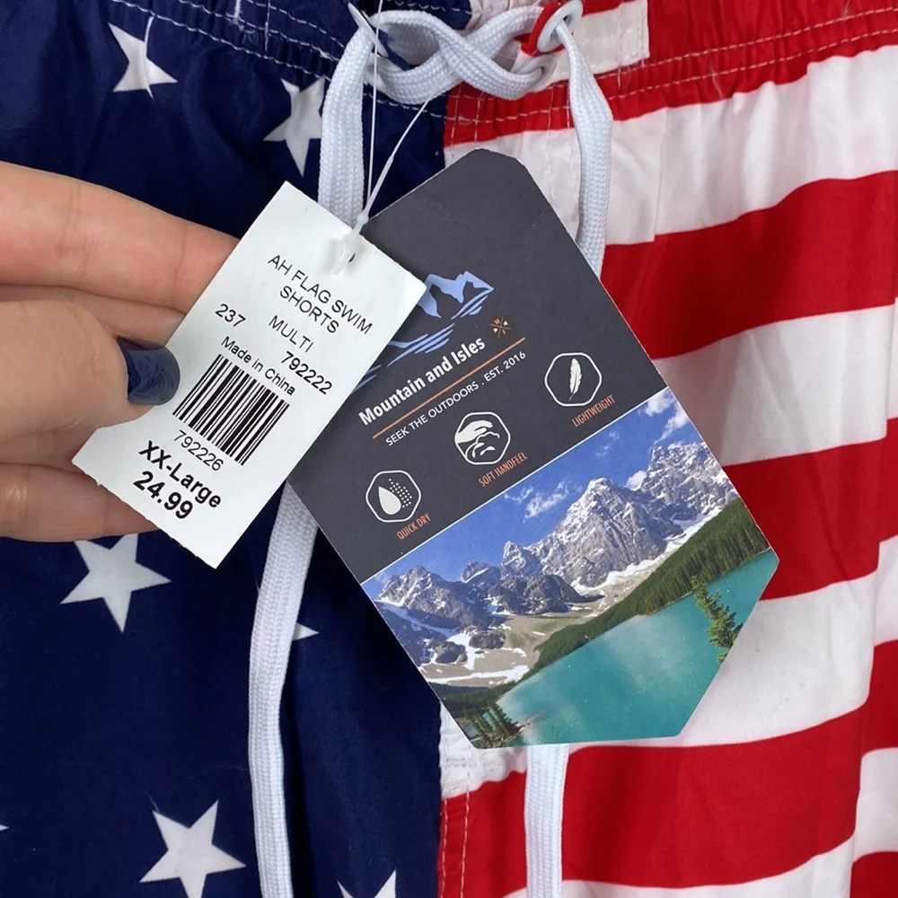 Mountain and Isles | American Flag Swim Shorts Trunks Men's XX-Large